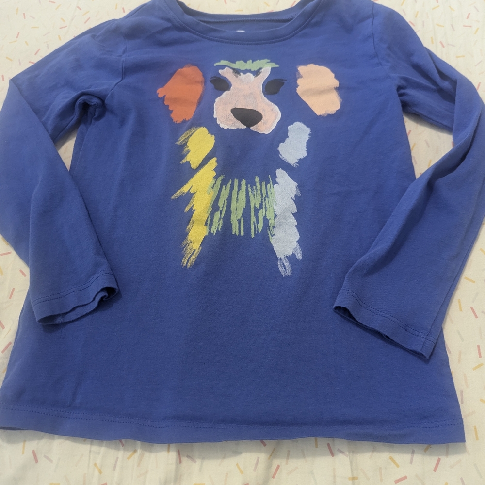 Tea Collection Blue Long Sleeve Shirt with Colorful Graphic